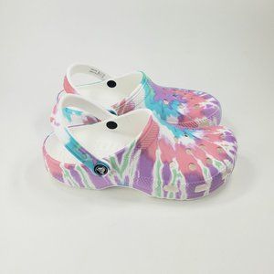 New with Tags Tie Dye Crocs Unisex Clog Slip On Shoes Fresco Multicolor M7/W9